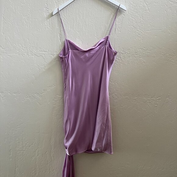 NEW Cinq a Spet Lavender Purple Silk Rhinestone Strap Mini Dress - Picture 8 of 12